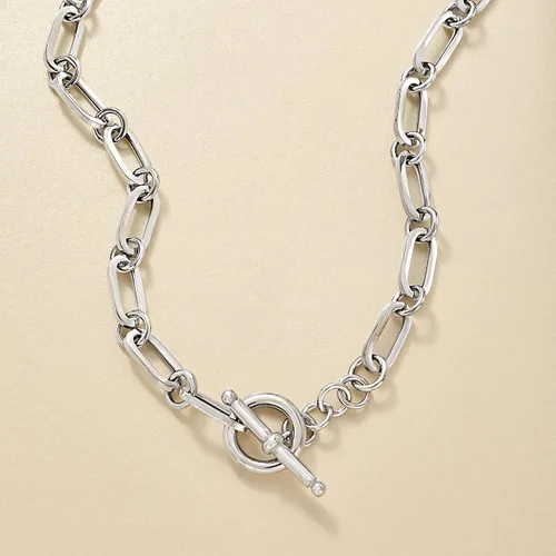 Vista 7 de Ross-Simons Italian Sterling Silver Paper Clip Link Toggle Necklace