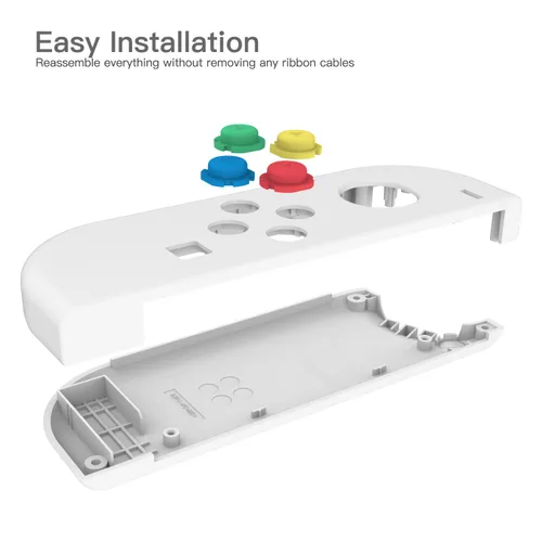 Vista 5 de Basstop - Carcasa de repuesto para consola NS NX y mando Joy-Con con interruptor izquierdo derecho sin componentes electrónicos.