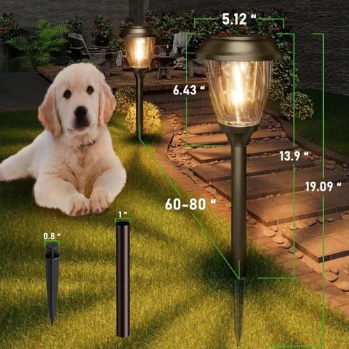 Vista 9 de XMCOSY+ Luces solares de camino para exteriores, luces solares de vidrio blanco cálido de 10/25 lm para patio y pasarela, iluminación de paisaje