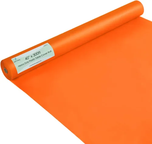 Vista 39 de Rollo de plástico para cubierta de mesa color verde manzana, 40 pulgadas x 100 pies, rollo de plástico resistente para cubierta de mesa de banquetes