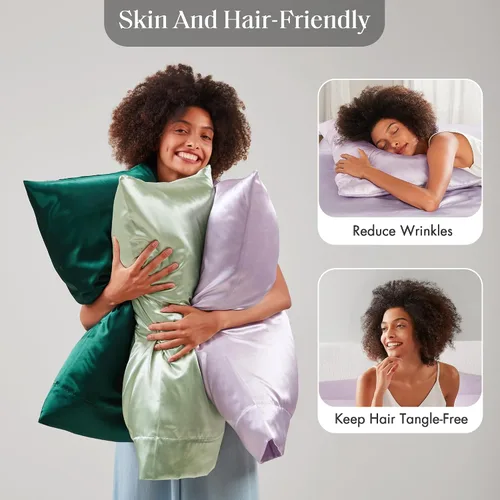 Vista 250 de Madison Park Essentials - Juego de sábanas de satén de lujo y sedoso con brillo natural, bolsillo elástico de 14 pulgadas para colchones de hasta 16