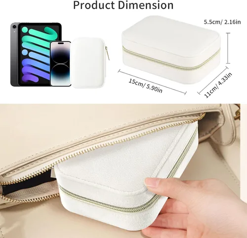 Vista 4 de Firelex Joyero de viaje para joyas, organizador portátil de joyería, estuche de joyería de terciopelo para mujer, mini caja de joyería para anillos