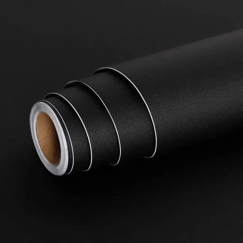 Vista 5 de Livelynine Papel de Contacto Negro Mate para Gabinetes Impermeable Despegar y Pegar Papel Tapiz Negro para Gabinete Envoltura de Vinilo Escritorio