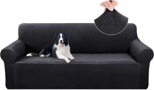 Vista 26 de U-NICE HOME Fundas de terciopelo para sofá, fundas elásticas para sofá de 3 cojines, protector de muebles (XL, grande, beige)