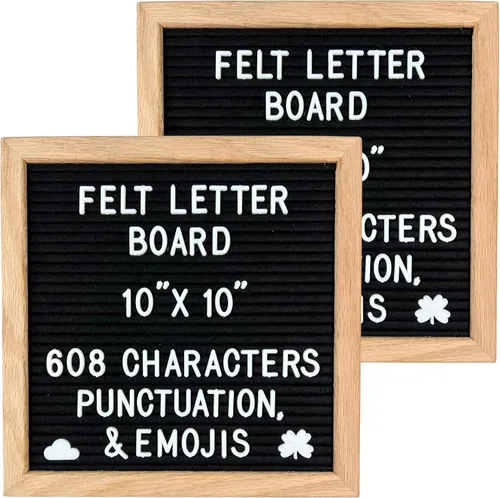 Vista 9 de Tablero de letras de fieltro negro Marco de madera manchado oscuro elegante con letras blancas Tableros de letreros intercambiables de primera