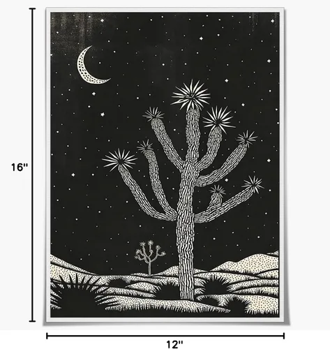 Vista 8 de Yostyle Arte de pared con diseño de paisaje del desierto occidental, póster de bloque de árbol de Joshua, decoración de pared bohemia del suroeste