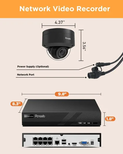 Vista 7 de Sistema de cámara de seguridad PoE, 6 cámaras domo IP PoE con cable de 5MP IK10 a prueba de vandalismo al aire libre con detección de persona, IP66