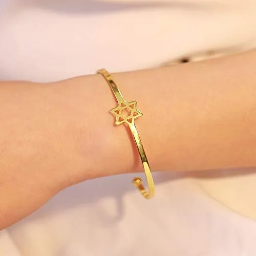 Vista 2 de Pulsera judía con dije de estrella de David para mujeres y niñas