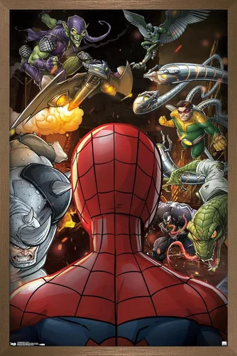 Vista 15 de Trends International Marvel Comics - Póster de pared de Spider-Man - Villains, 14.725 x 22.375 pulgadas, versión enmarcada de madera de granero
