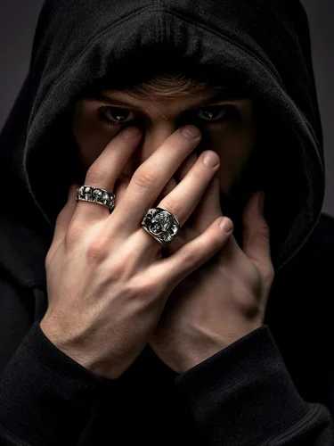 Vista 9 de FaithHeart 3 anillos de calavera para hombre, acero inoxidable sólido, gótico, punk, motociclista, esqueleto, para grabar, tallas 7-14