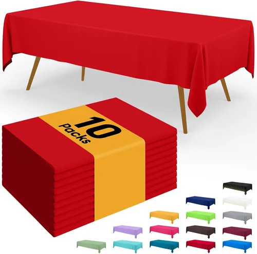 Vista 97 de Smiry - Juego de 6 manteles desechables, 54 x 78 pulgadas, manteles impermeables rectangulares para fiestas, cubierta de mesa de plástico