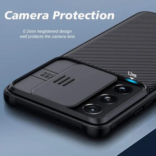 Vista 3 de IMLUCKIES Funda para Samsung Galaxy S21 Ultra con cubierta de la cámara, parte trasera de PC dura y parachoques suave, protector y ajuste delgado