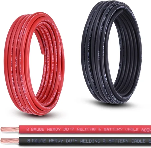 Vista 22 de Cable de batería calibre 1/0, 10 pies rojo + 10 pies negro, 1/0 AWG, alambre de cobre puro, cable de soldadura, para automotriz, batería, solar