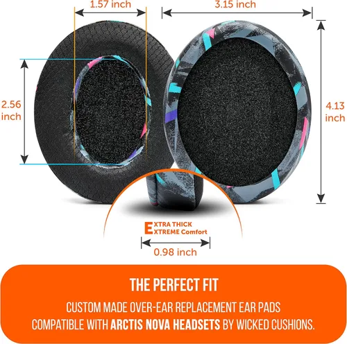 Vista 5 de WC Freeze para Arctis Nova - Almohadillas de gel de refrigeración de tela híbrida de repuesto para Arctis Nova Pro con cable, Nova 7, 5, 4, 3, 1