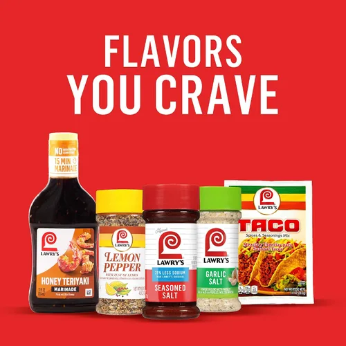 Vista 22 de Lawry's Sal sazonada, 25% menos de sodio, sin MSG añadido, certificado Kosher, básico, versátil, condimento multiusos para agitar en carne de res