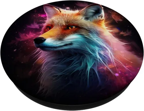Vista 2 de Retrato de zorro abstracto PopSockets Estándar PopGrip