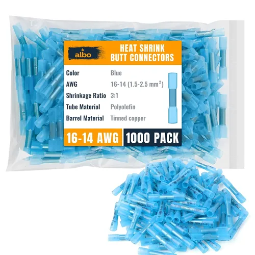 Vista 15 de ALBO Kit de terminales de anillo termorretráctil azul #10 de 250 piezas - Surtido de conectores de terminales de cable de 16-14 AWG, conectores