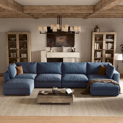 Vista 15 de Sofá modular Cloud de 110 pulgadas con funda lavable, sofá modular de asiento profundo para sala de estar, sofá modular de gran tamaño con almohada