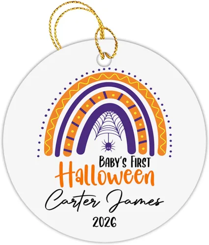 Vista 16 de Adorno personalizado para el primer Halloween en nuestro nuevo hogar 2025, adorno de Halloween personalizado para el hogar con dirección y nombres
