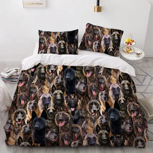 Vista 5 de Airedale Terrier - Juego de funda de edredón con estampado de cara de perro, juego de ropa de cama de 3 piezas, juego de funda de edredón suave