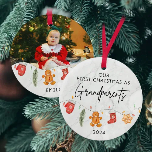 Vista 22 de Adorno personalizado de cerámica para la primera Navidad del bebé 2025 – Recuerdo navideño de copo de nieve personalizado con nombre, nuevo adorno