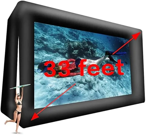 Vista 11 de Fitnessandfun Pantalla de cine inflable de 25 pies para exteriores, soplador de cine al aire libre, pantalla de proyección portátil frontal