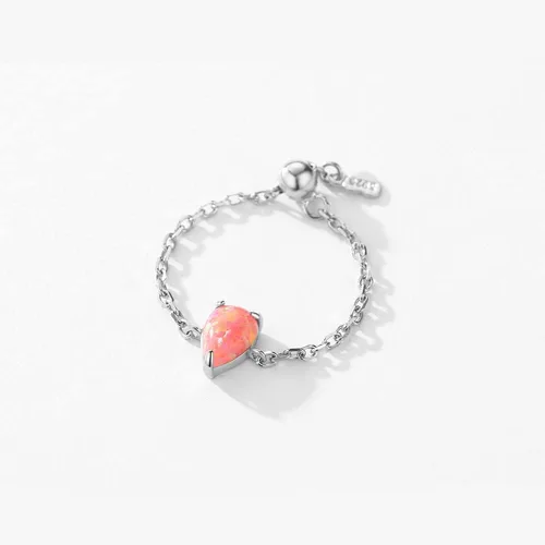 Vista 4 de Anillo de corazón de ópalo para mujer, plata de ley 925, ajustable, anillo de compromiso de amor, corazón, anillos de promesa, anillos colgantes