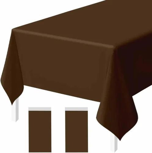 Vista 15 de Paquete de 2 Manteles de Plástico Beige Desechables Cubiertas de Mesa Mantel Rectangular Beige para Fiesta Baby Shower Boda Cumpleaños Mantel