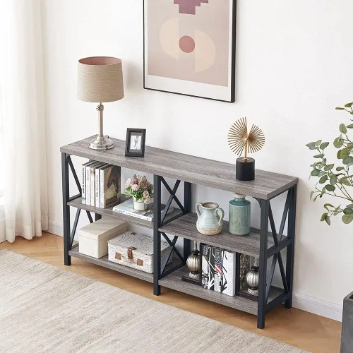 Vista 8 de LVB Mesa de sofá rústica, mesa consola de granja para sala de estar, mesa de entrada de pasillo con almacenamiento, mesa de entrada para vestíbulo