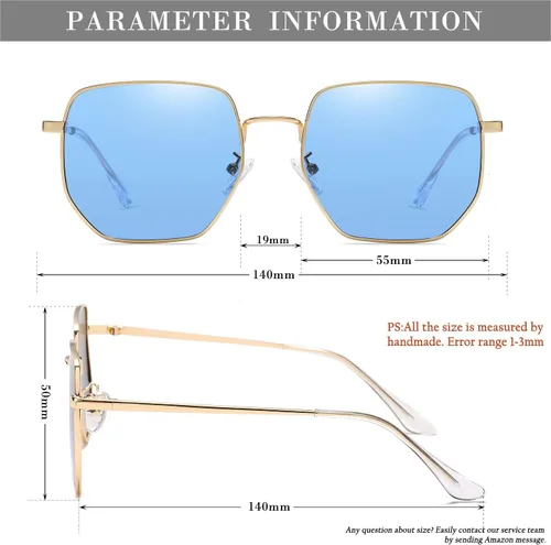 Vista 7 de HJSTES Square Polarized Sunglasses Womens Men Trendy Hexagon Frame Sun Glasses UV400 Protection