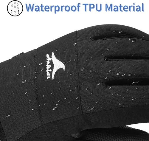 Vista 3 de Achiou Guantes de esquí para niños, guantes de nieve impermeables de invierno para niños, guantes de snowboard cálidos para pantalla táctil