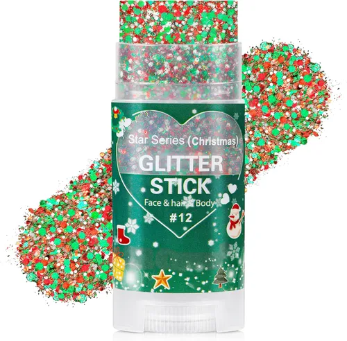 Vista 24 de Go Ho Patriotic Body Glitter Stick, accesorios del 4 de julio, rojo, blanco