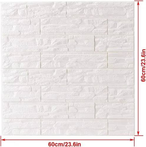 Vista 2 de Doremy - Paneles de pared con patrones texturizados de ladrillo en 3D, papel tapiz autoadhesivo, espuma de polietileno, resistente al agua