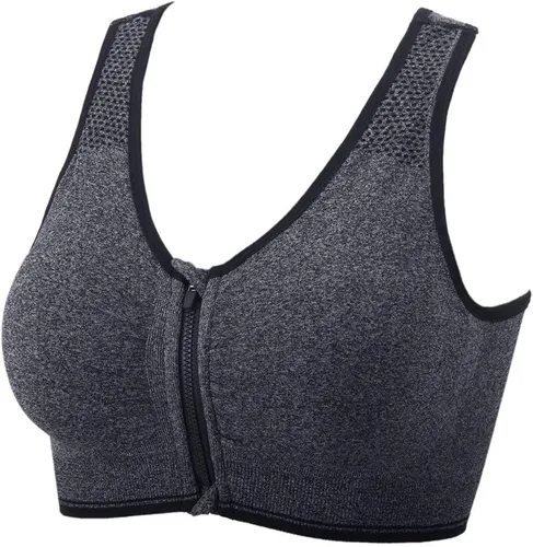 Vista 9 de Medium Support and Removable Pad Tank Top Racerback Post Surgery Sports Bras for Women Albaricoque/Negro/Gris