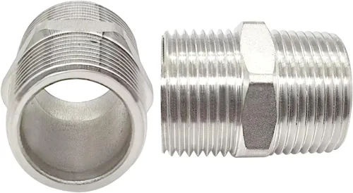 Vista 3 de Boquilla hexagonal NPT macho de 1 pulgada a macho de 1 pulgada, accesorios de tubería roscados de acero inoxidable 304 (paquete de 2)