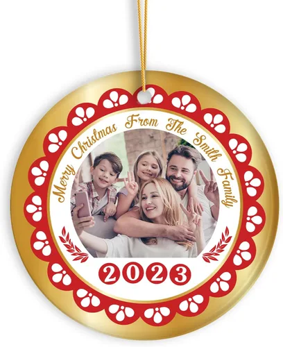 Vista 9 de Adorno de Navidad con foto personalizada 2023, adorno de Navidad con nombre del bebé, adorno de Navidad con texto personalizado para bebé, recién