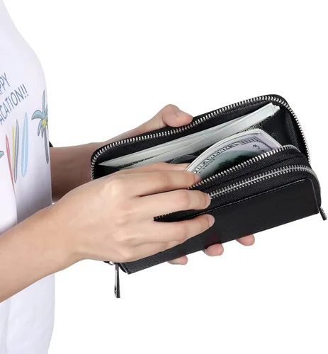 Vista 7 de Abberry Cartera de pulsera con doble cremallera para mujeres, mujeres y niñas