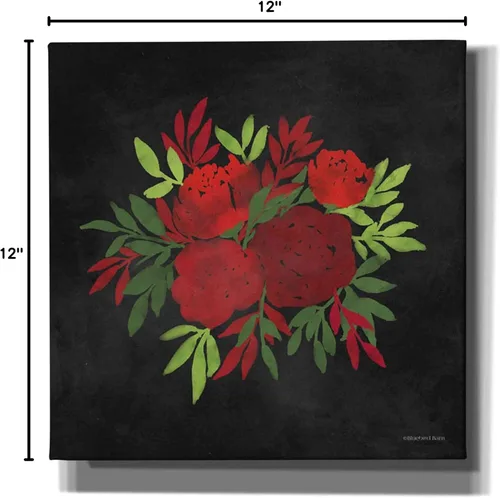 Vista 4 de Epic Graffiti Lienzo decorativo para pared, diseño de flores rojas de Bluebird Barn, 12 x 12 pulgadas