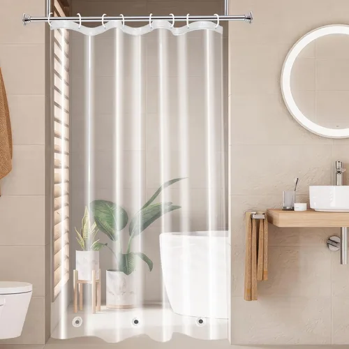 Vista 19 de AooHome Eva - Forro de ducha pequeño de 36 x 72 pulgadas, cortina de baño transparente de calibre 8 con ganchos, imanes inferiores, impermeable