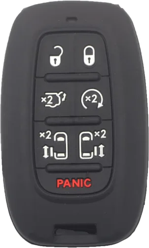 Vista 2 de 2 fundas de silicona de goma negra con 7 botones para llavero inteligente sin llave compatible con Chrysler Pacifica Voyager 2020 2021 2022, 2 2