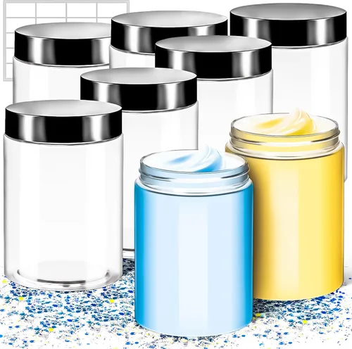 Vista 16 de Paquete de 15 tarros de plástico redondos transparentes de 1 onza con tapas, frascos pequeños para cosméticos de 1 fl oz, recipientes de maquillaje