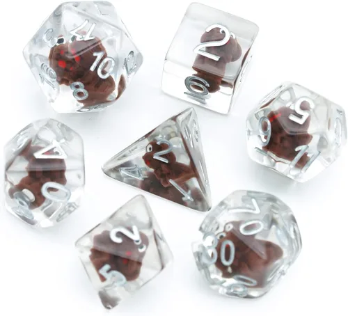Vista 23 de Cusdie 8 dados DND, juego de dados poliédricos rellenos de animales, juego de dados de animales para juegos de rol, dados D&D