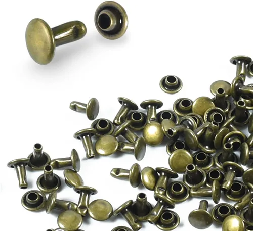 Vista 16 de 400 juegos de remaches para cuero, remaches de cuero de doble tapa redonda de 10 mm, remaches tubulares con punta para correa de bolso, llaveros