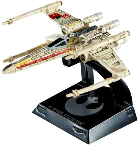 Vista 3 de Hot Wheels Star Wars Starships Select Premium Diecast X-Wing Fighter (Red Three) Variante de persecución de daño de batalla