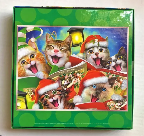 Vista 2 de Ceaco - Selfies - Gatos navideños con sombreros Selfie - Rompecabezas de 550 piezas