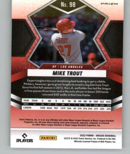 Vista 2 de Panini Mosaic Mosaic Parallel #98 Mike Trout Los Angeles Angels - Tarjeta de intercambio de béisbol 2022