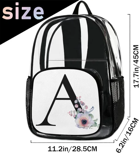 Vista 2 de TropicalLife Mochila transparente resistente aprobada para estadios de PVC transparente mochila transparente transparente transparente, A, Classic