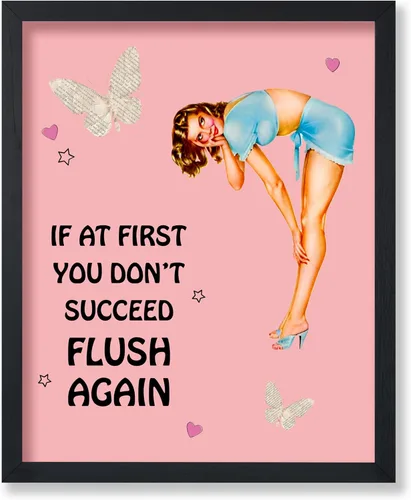 Vista 75 de Poster Master Pin Up Girl Poster - Better Late Than Ugly Print - Butterfly Art - Modern Art - Trendy Art - Gift for Men & Women - Funny Decor for