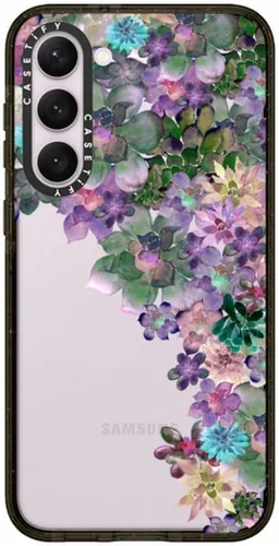 Vista 134 de CASETiFY Funda de impacto para Galaxy S22+ - Adhesivo Aries Moross, color negro transparente