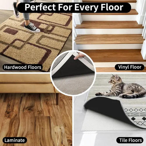 Vista 5 de FestiCorp Almohadillas antideslizantes para alfombras de 2 x 3 pies, con agarre antideslizante, para debajo de alfombras y suelos de superficie dura